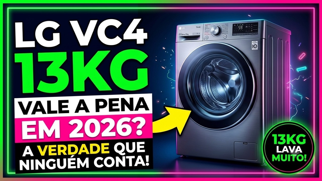 Miniatura da avaliação em vídeo de Lavadora LG VC4 13kg FV5013WC4A com Tecnologia AIDD