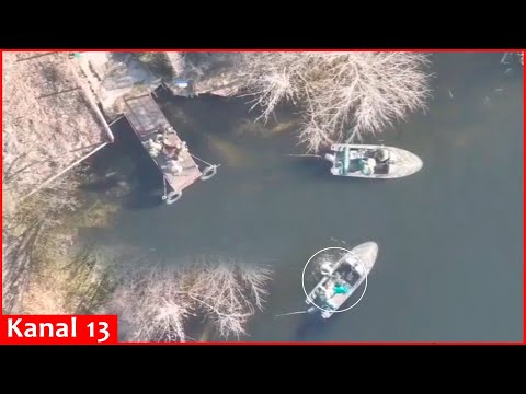 Drone targets Russians who were carrying wounded by boat -they tried to escape by jumping into water