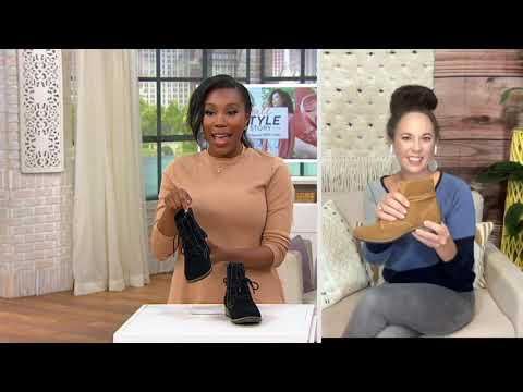 Earth Origins Suede Lace-Up Ankle Boots - Adara on QVC