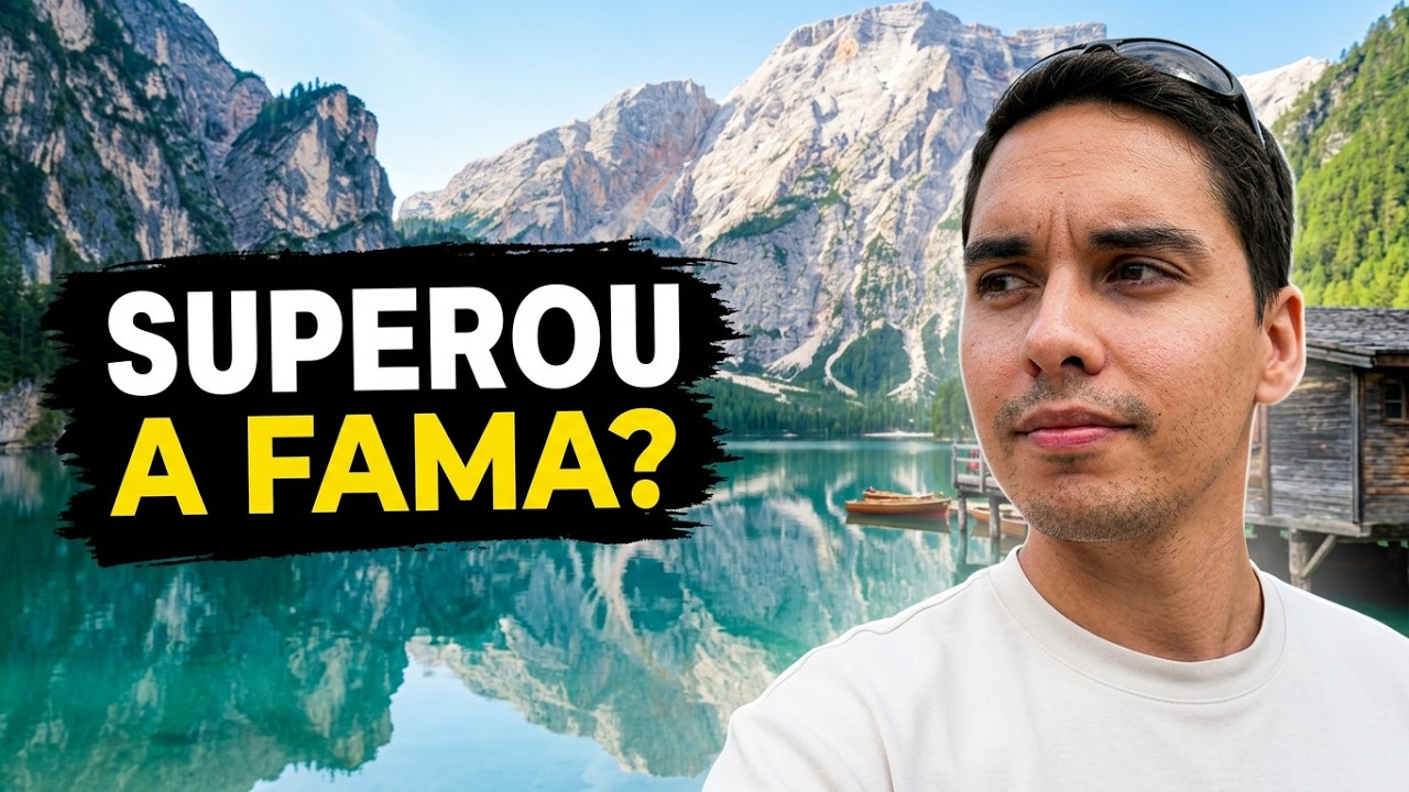 Vista do Lago di Braies nas Dolomitas italianas capturada em vídeo