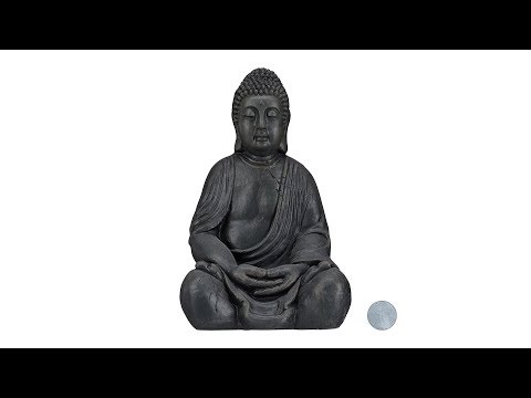 Statue de Bouddha 50 cm Gris - Matière plastique - Pierre - 30 x 50 x 25 cm