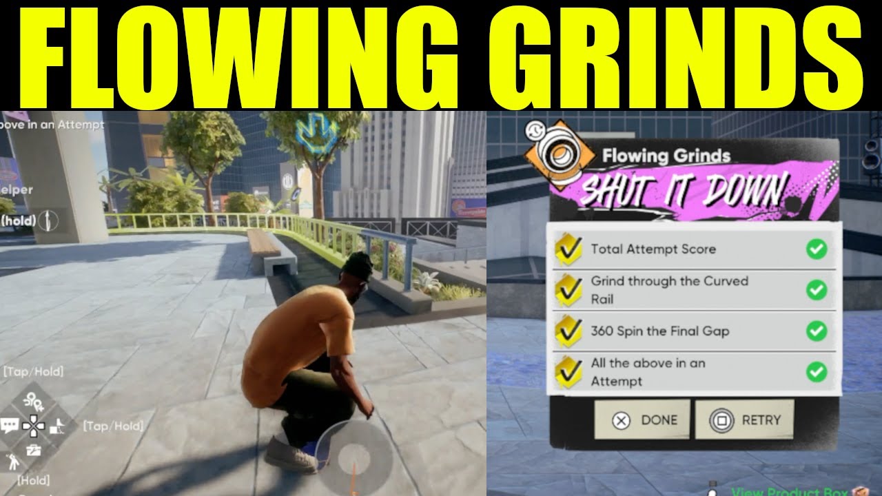 Skate 4 - flowing grinds goals guide | grind through the curved rail | all of the above in one