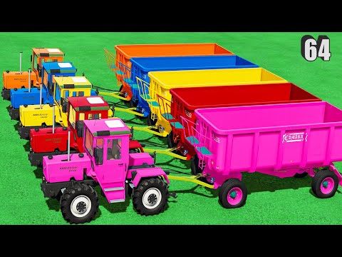 TRANSPORTING & HARVESTING SUGARCANE with MERCEDES TRACTOR & COLORED TRAILER! MAKING SUGARCANE ! #64