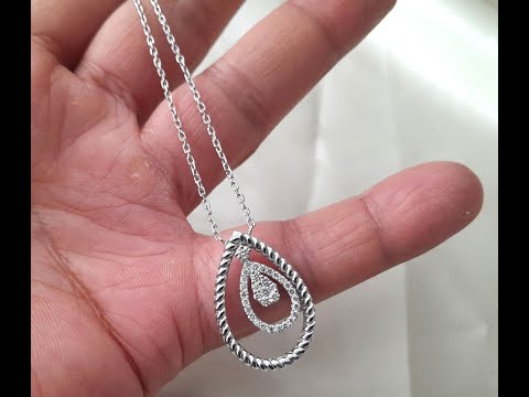 18ct Diamond Necklace White Gold Ladies 15-16"