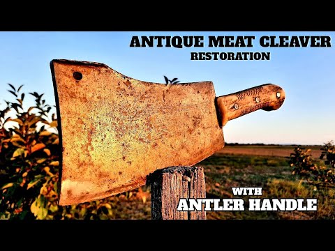 Antique Meat Cleaver Restoration - Antler Handle