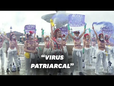 国際女性権デー：パリで家父長制に反対する女性たちのデモ (Journée internationale des droits des femmes: des Femen manifestent à Paris contre le patriarcat)