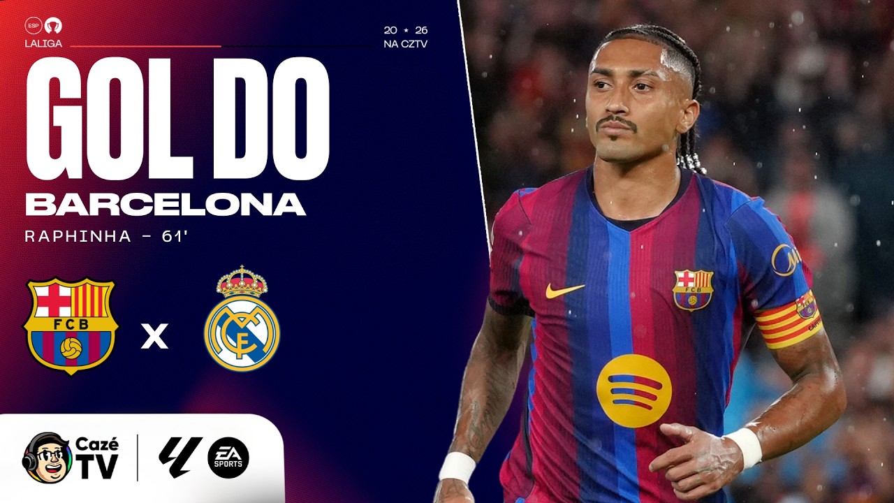 GOOOOL DO BARCELONA! RAPHINHA MARCA E EMPATA O JOGO CONTRA O REAL MADRID NA LALIGA
