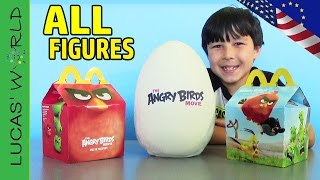 ALL American & European McDonalds Happy Meal ANGRY BIRDS MOVIE Toys! GIANT PLAY DOH Surprise Eggs!