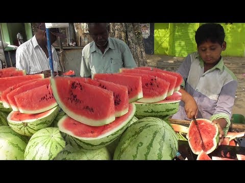 Juicy Healthy Watermelon & Papaya Street Fruits in Vellore Tamil Nadu South India Video