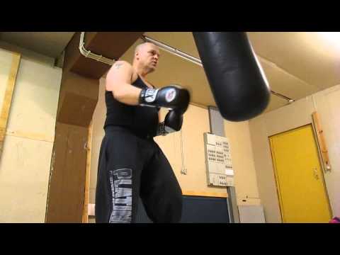 Bag and kick training 56 age man