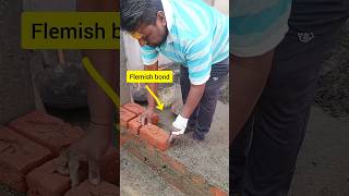 9" Wall Construction using Flemish Bond technique 🧱 #shorts #construction