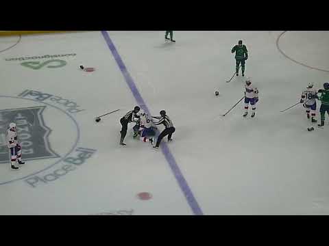Laval Rocket's Florian Xhekaj and Abbotsford Canucks' Chase Stillman get into a fight 10/18/25