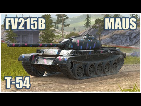 T-54, FV215b & Maus • WoT Blitz Gameplay