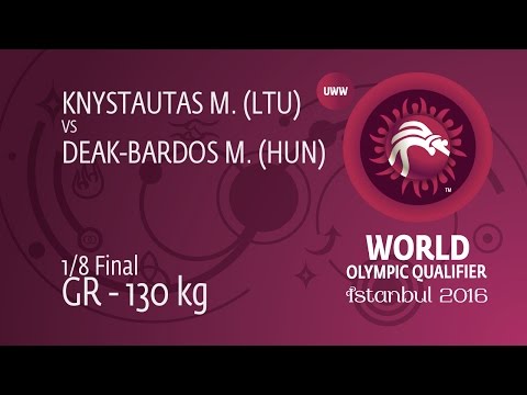 1/8 GR - 130 kg: M. DEAK-BARDOS (HUN) df. M. KNYSTAUTAS (LTU), 1-0