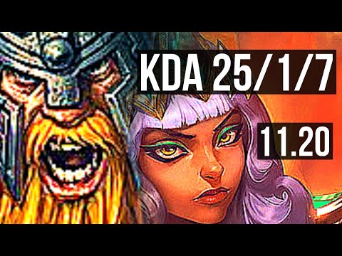 OLAF vs QIYANA (JUNGLE) | 25/1/7, Legendary, 700+ games | EUW Master | v11.20