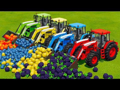 LOAD AND TRANSPORT FRUITS WITH JOHN DERRE TRACTORS - Farming Simulator 22