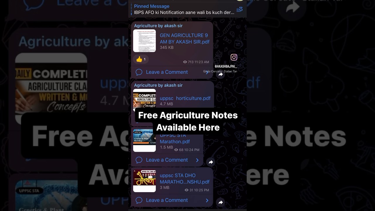 Free Agricultural Notes Download Now Agriculture by Akash sir telegram