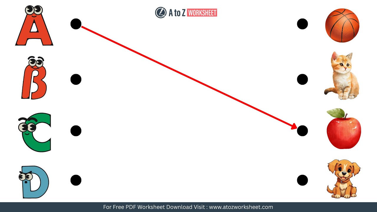 Alphabet Matching Worksheet For Preschool, Nursery and KG English Class (Free PDF)