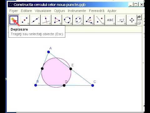 GeoGebra aplicatia 2. Constructia cercului celor noua puncte (cercul lui Euler)