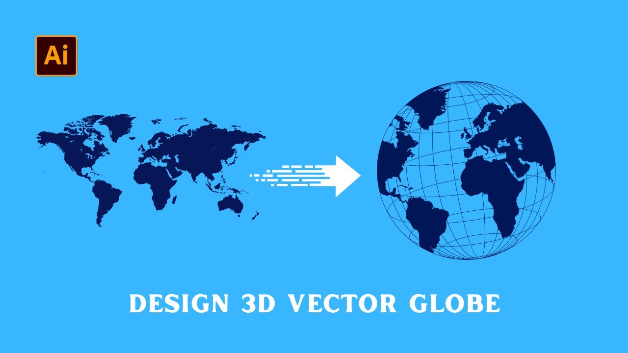 How to Design 3D Vector World Globe in Illustrator || Easy Vector Mapping