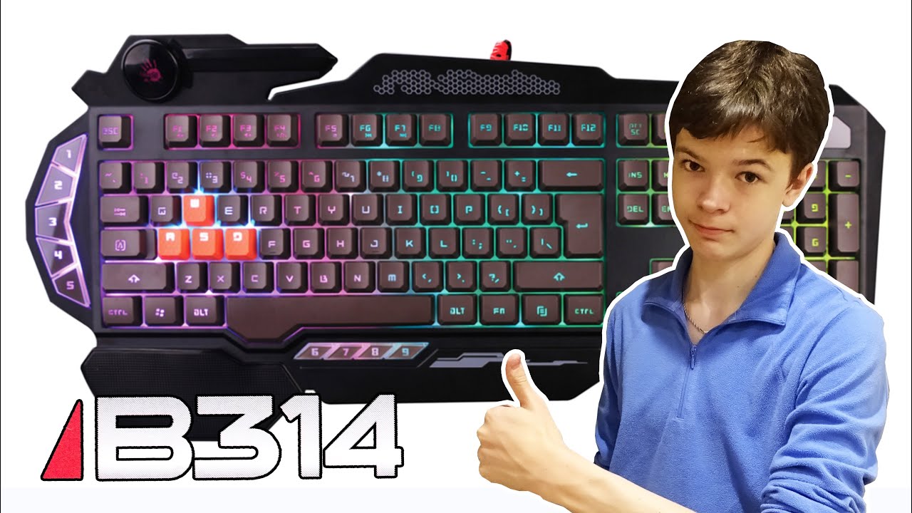 Клавиатура A4Tech Bloody B314 черный USB Multimedia Gamer LED (подставка для запястий)