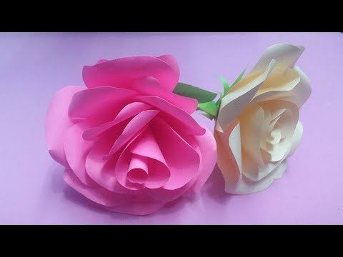 How to Make Rose Flower with Color Paper | DIY Paper Flowers Making Video