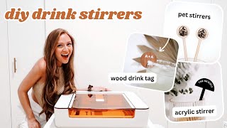 DIY DRINK STIRRERS WITH THE GLOWFORGE AURA 🧡🥂 | DIY Wedding Decor Drink Tags & Drink Stirrer