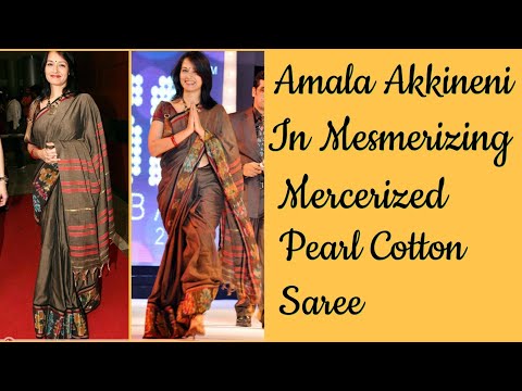 Amala Akkineni in Mesmerizing Mercerized Pearl Cotton Sari | Comfortable Work Wear Sarees @ Samprada