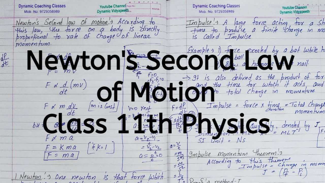 Newton's second Law of Motion | Chapter 4 | Laws of Motion | Class 11 Physics