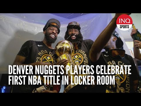 Denver Nuggets players celebrate first NBA title in locker room
