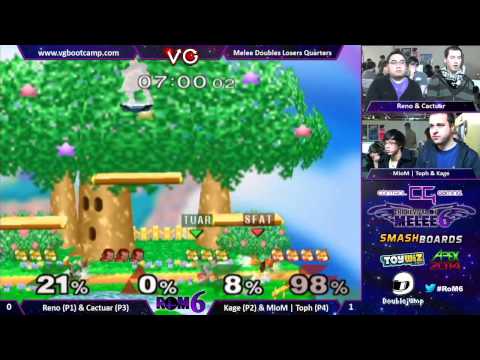 RoM 6 - Kage the Warrior & MioM | Toph Vs. Reno & Cactuar - SSBM Doubles LQ - Smash Bros. Melee