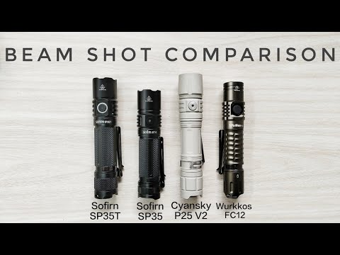 Beam Shot Comparison: Sofirn SP35T vs SP35 vs Cyansky P25 V2 vs Wurkkos FC12
