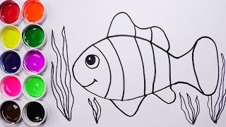 Como Dibujar y Colorear Un Pez de Colores - Dibujos Para Niños / FunKeep