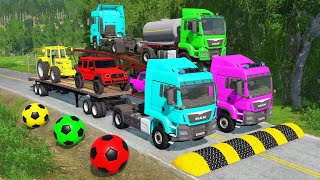 Flatbed Truck Speedbumps | Transportation with Truck - Pothole vs Car part #35 - BeamNG.Drive