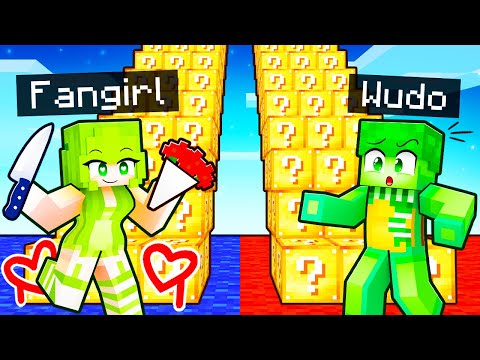 Insane Lucky Block RACE with a CRAZY FAN GIRL in Minecraft!