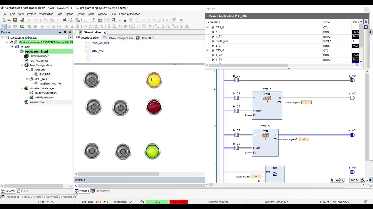 Tutorial Codesys como utilizar contadores e comparadores no Codesys