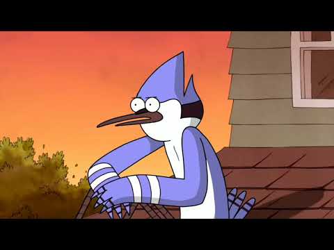 mordecai and rigby. moment on the roof. regular show.