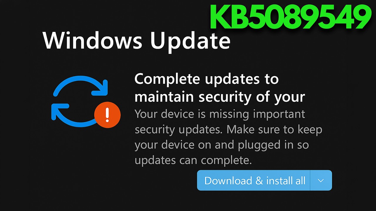 Windows 11 KB5089549 Update Install Error Your Device Is Missing Important Security FIX