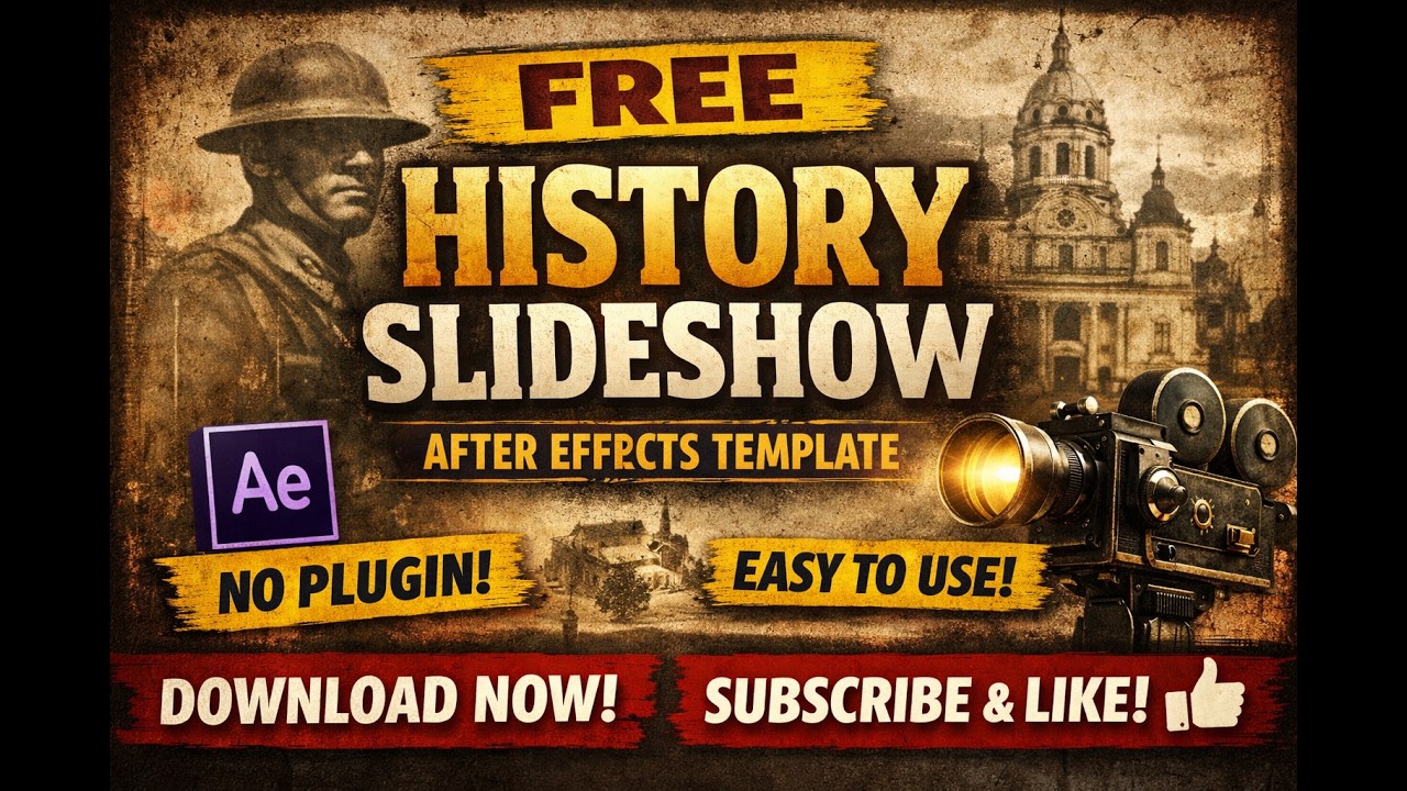 Free After Effects Project | History Style Slideshow Template (No Plugin)