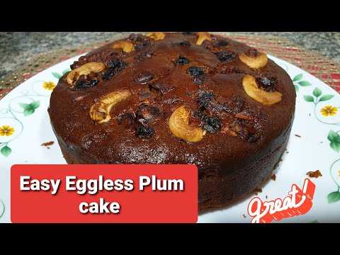 Easy Eggless plum cake Malayalam  Christmas special  I  Eggless I