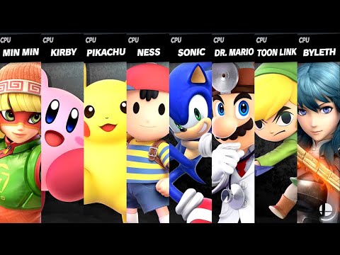 Min Min VS Kirby VS Pikachu VS Ness VS Sonic VS Dr. Mario VS Toon Link VS Byleth Smash Bros Ultimate