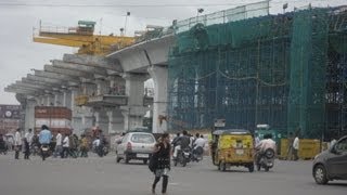 preview picture of video 'Hyderabad Metro construction at Uppal'