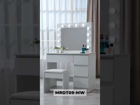 Aga тоалетка с огледало и осветление + табуретка MRDT09-MW матово бяло