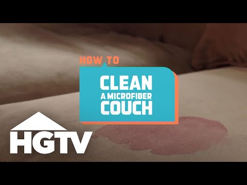 Part of a video titled How to House: How to Clean a Microfiber Sofa | HGTV - YouTube