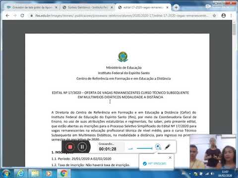 Sorteio eletrônico Edital 17-2020