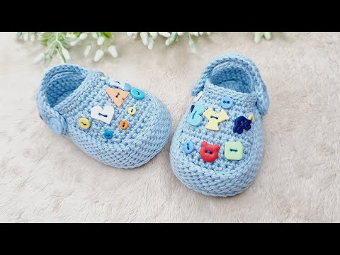 Crocs de Crochê Para Bebê - 9 cm - Fio Amigurumi/ Bella/ Charme.