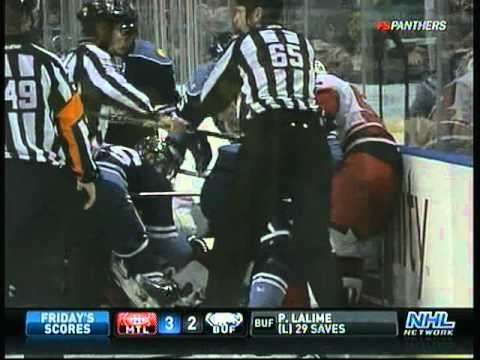 Steve Bernier hits Jeff Skinner