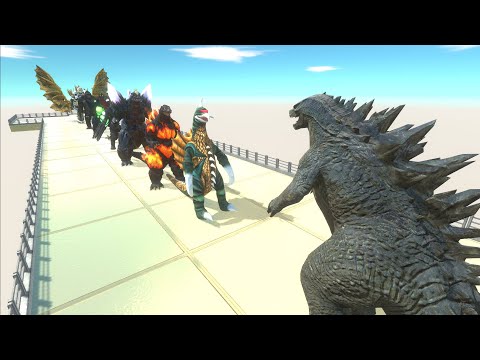 GODZILLA 2014  VS GHIDORAH & ALL GODZILLA LAVA DEATH FALL - Animal Revolt Battle Simulator
