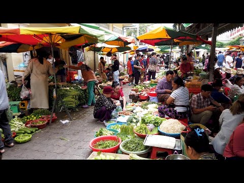 Asian Street Food Tour - Natural Living In Cambodian market, Phnom Penh city