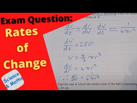 Rates of Change Leaving Cert Exam Question